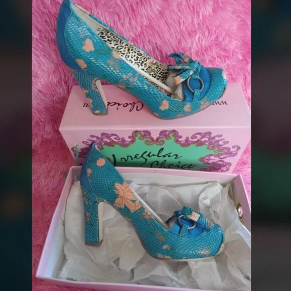 IRREGULAR CHOICE Chica Faux Snakeskin Floral Tropical Retro NW w/Box size 10 - Picture 1 of 8